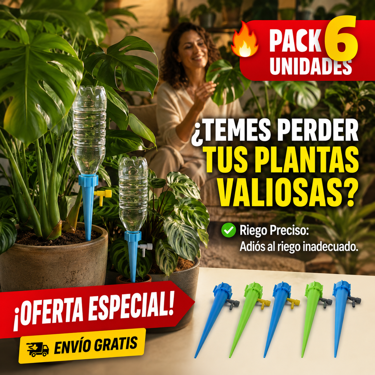 6 Estacas Riego Inteligente – Precisión para tu Botánica – Plantas Siempre Sana!