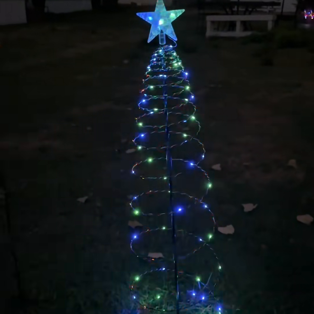 Árbol Espiral Navideño Solar – Se Clava en el Pasto y Prende Solo — imagen 2