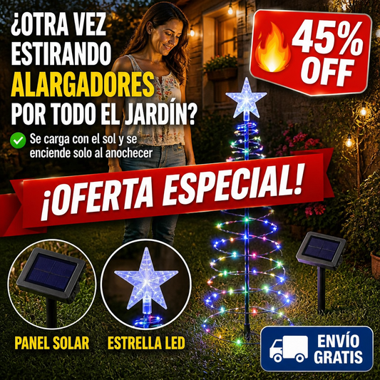 Árbol Espiral Navideño Solar – Se Clava en el Pasto y Prende Solo — imagen 1
