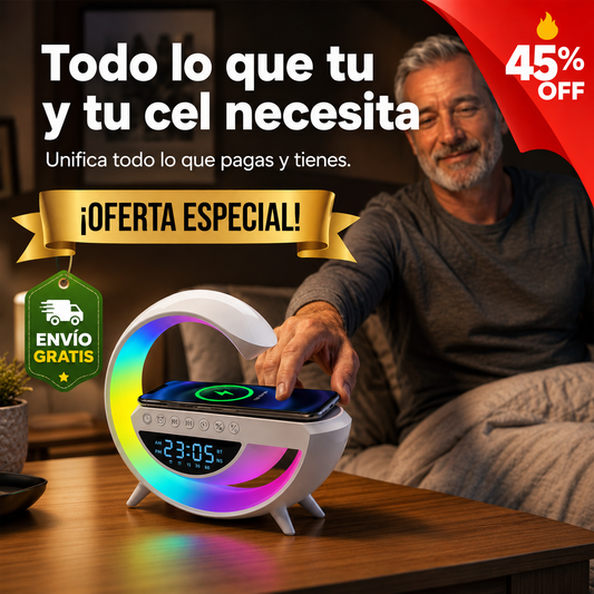 Estación Smart – Carga, Sonido & Luz – Tu comodidad al siguiente nivel!