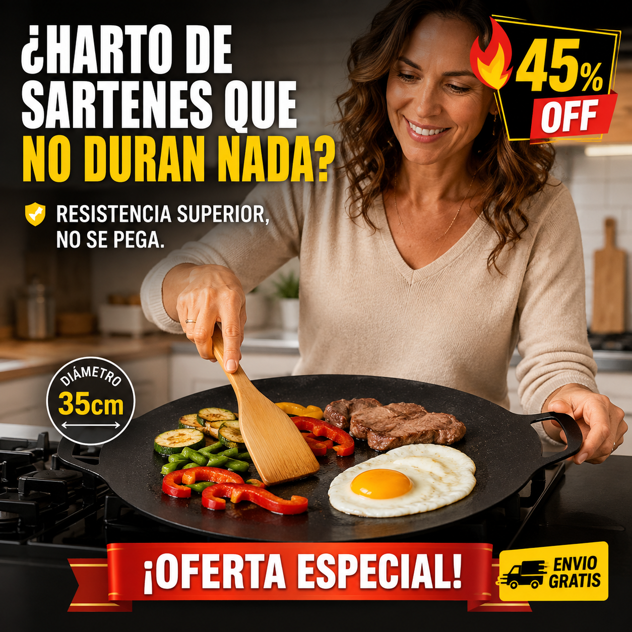 Sartén Antiadherente – Cocina sin Estrés – Calidad que Se Nota y dura!