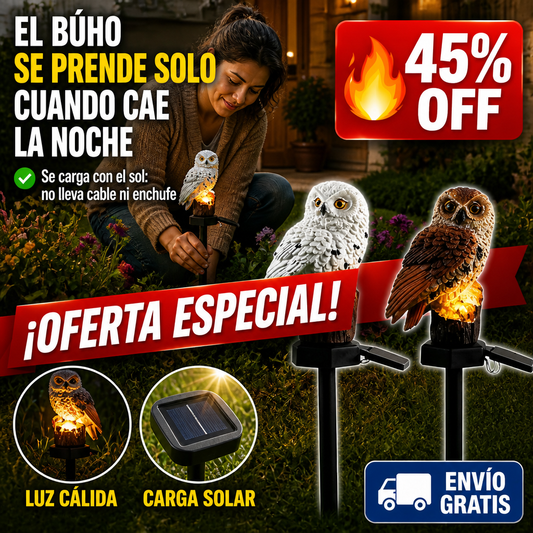 Búho Solar para Jardín – Alumbra Toda la Noche sin Cable ni Enchufe — imagen 1