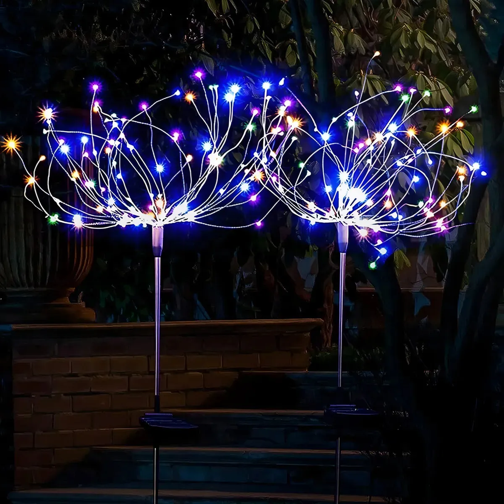Pack x4 Luces Solares Fuego Artificial – Se Clavan en el Pasto — imagen 2