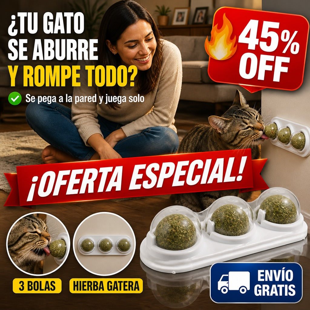 Bolas de Catnip para Pared – Pack de 3 – Hierba Gatera Natural — imagen 1