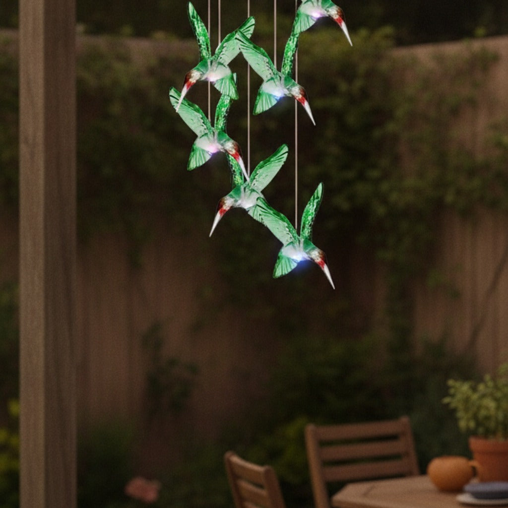 Campana de Viento Solar con Colibríes LED – Se Enciende Sola al Anochecer — imagen 2