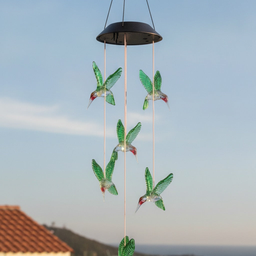 Campana de Viento Solar con Colibríes LED – Se Enciende Sola al Anochecer — imagen 3
