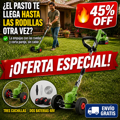 Cortadora de Pasto Inalámbrica con Ruedas – 3 Cuchillas – Dos Baterías 48V — imagen 1
