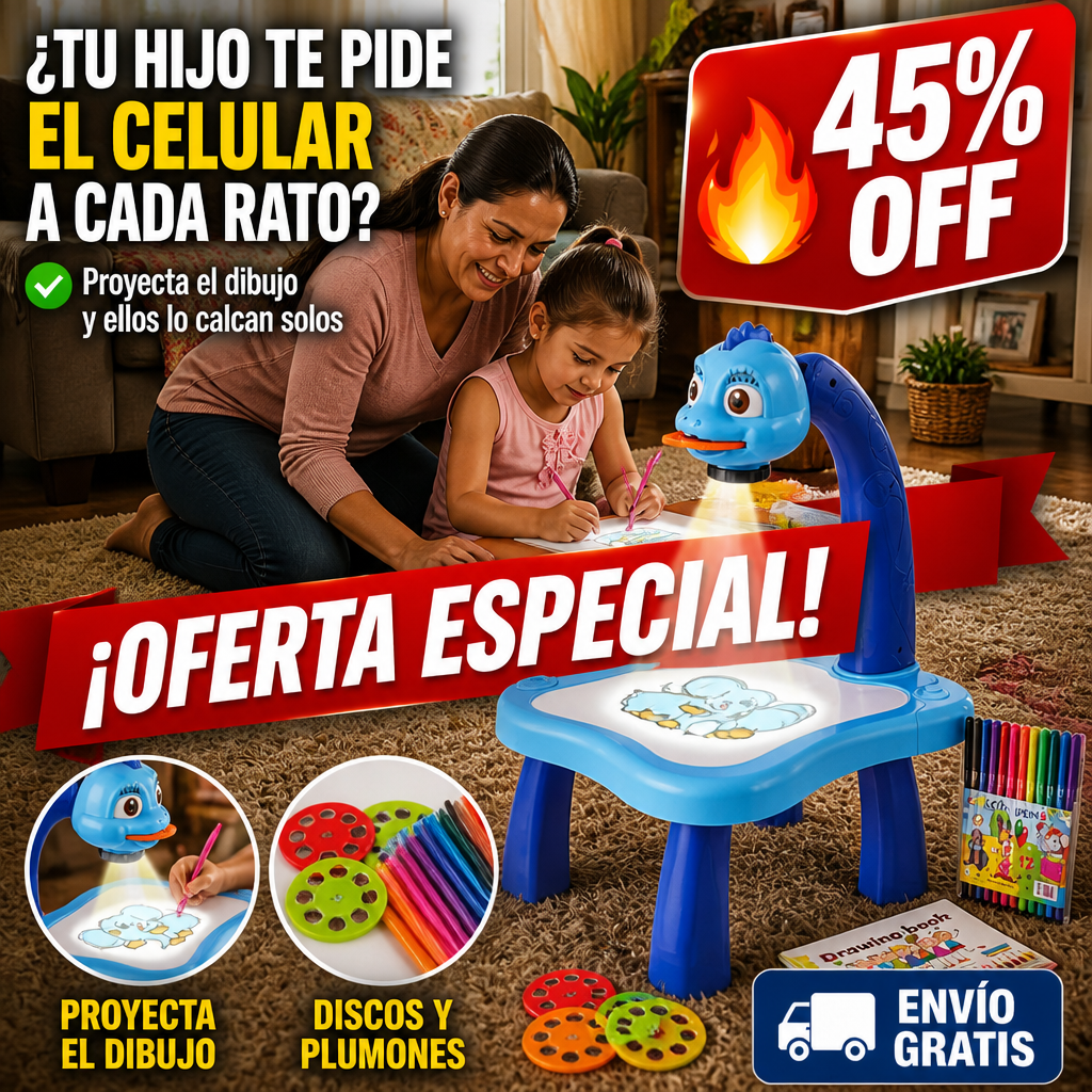 Mesa Proyectora de Dibujo Dino – El Dibujo Aparece y Ellos lo Calcan — imagen 1