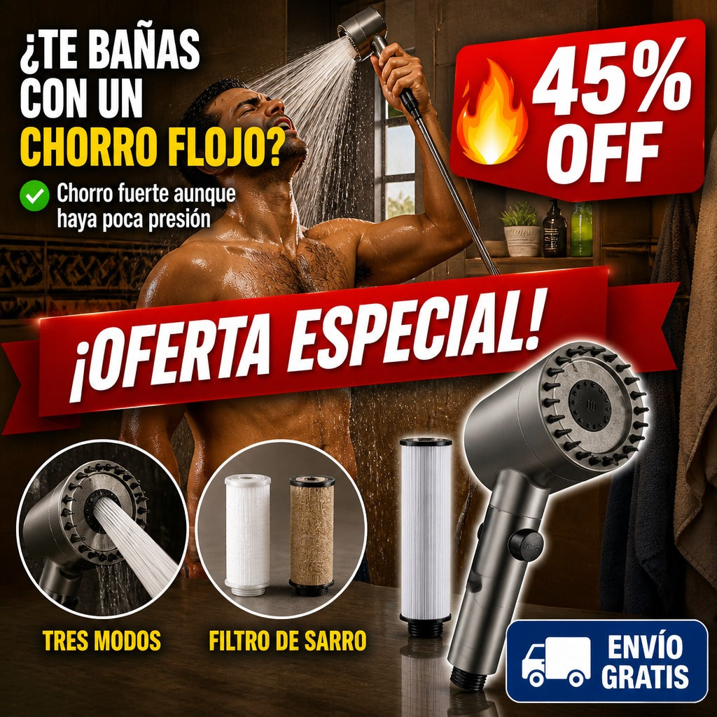 Ducha de Alta Presión con Filtro – Triplica el Chorro sin Tocar la Cañería — imagen 1