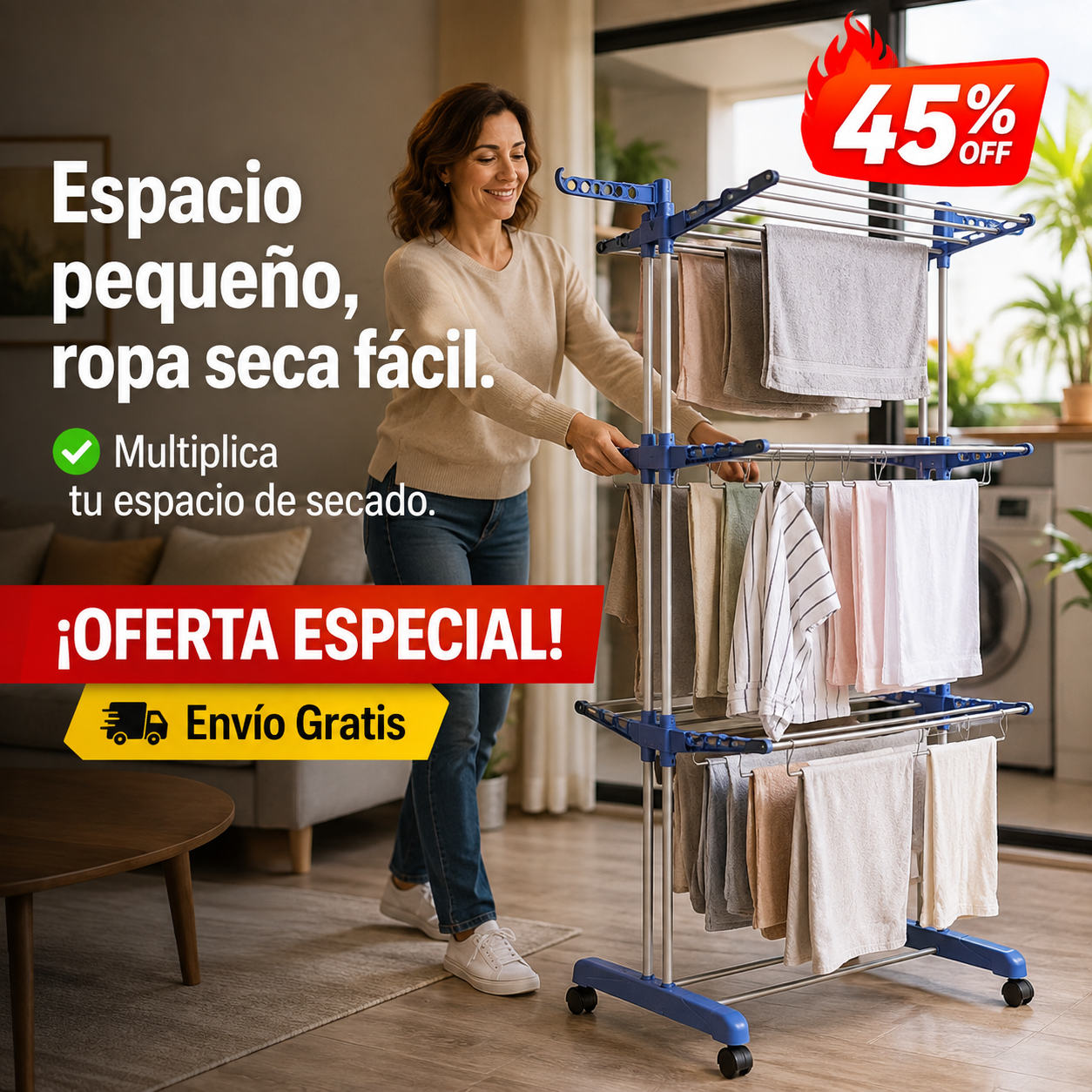 Tendedero Torre – Maximiza Espacio – Adiós al Desorden en tu hogar!