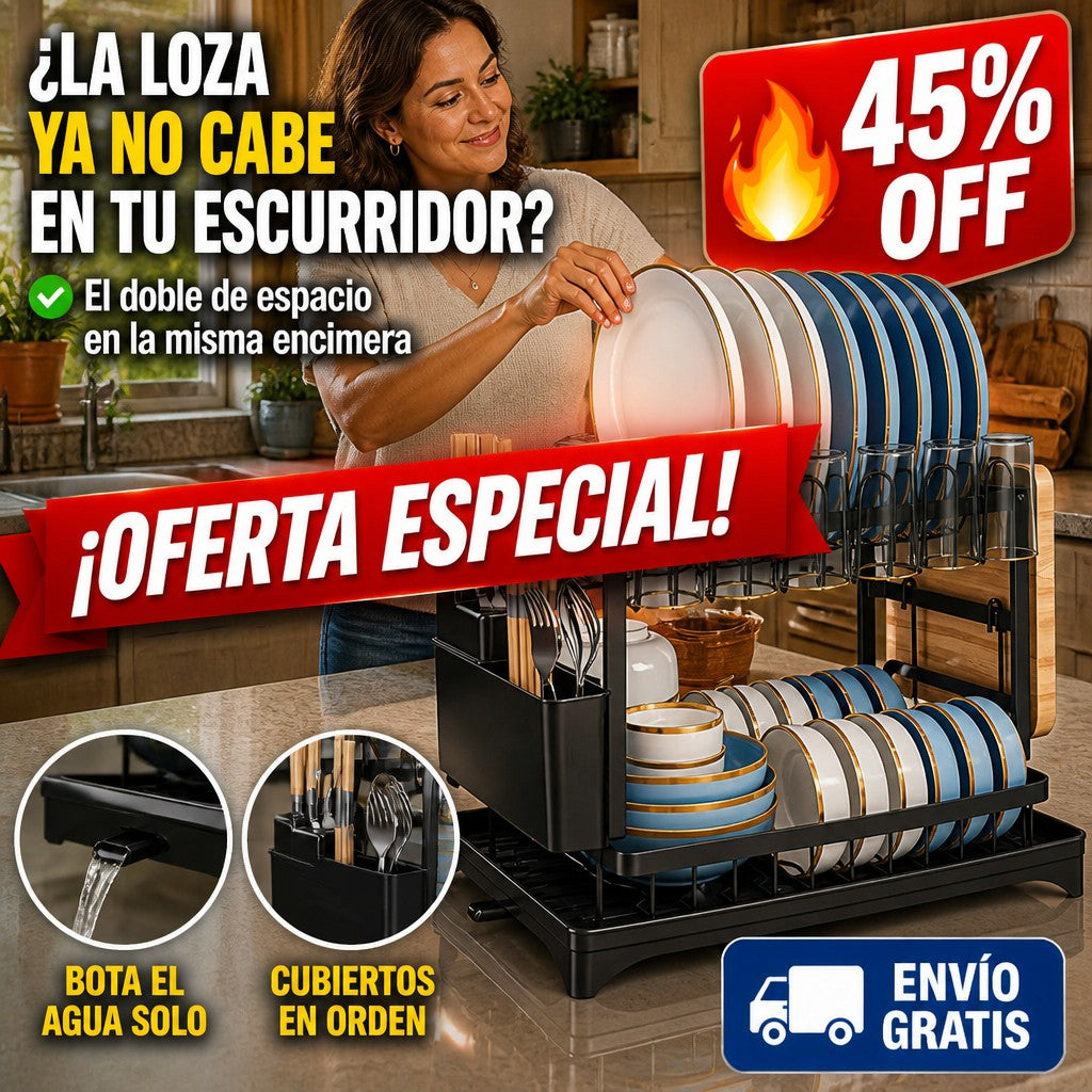 Escurridor de Platos 2 Niveles – El Doble de Espacio en tu Encimera — imagen 1