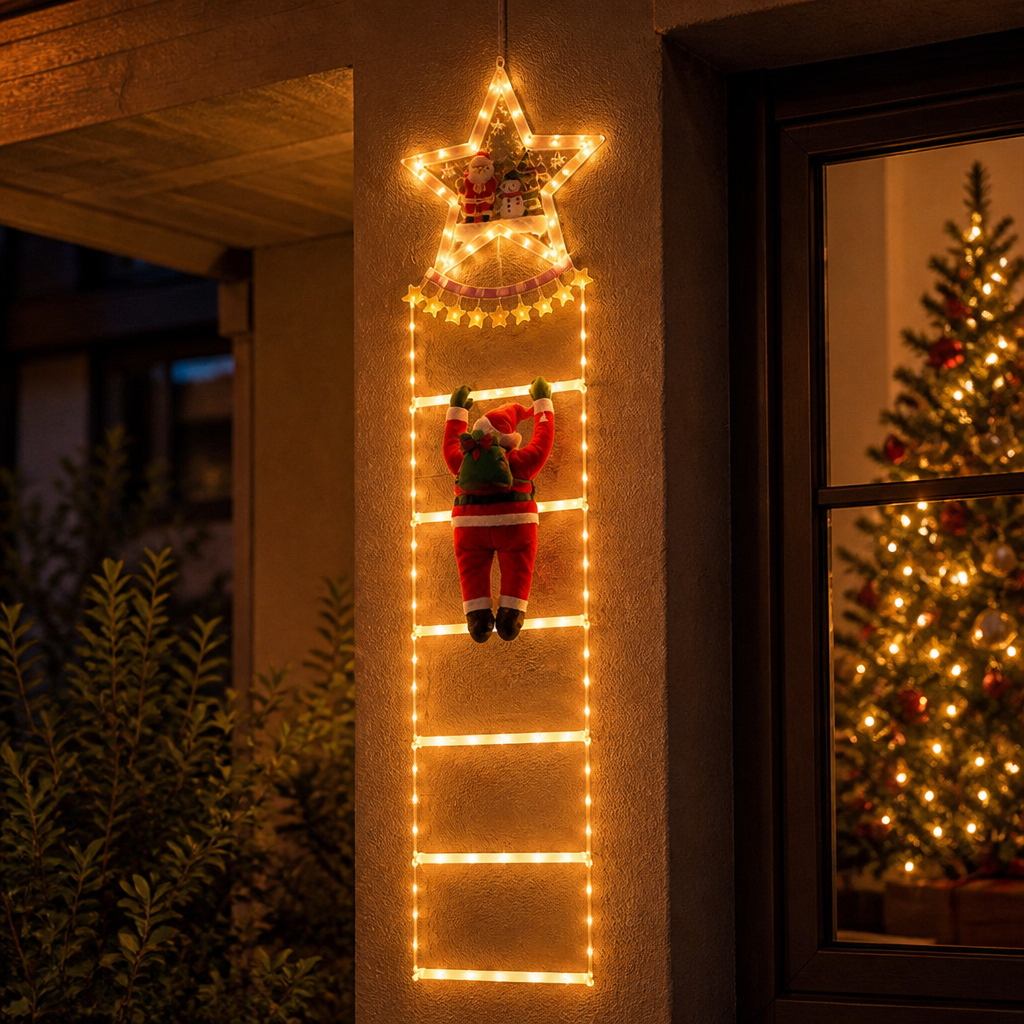 Escalera Navideña con Luces – El Viejito Pascuero que se Trepa! — imagen 2
