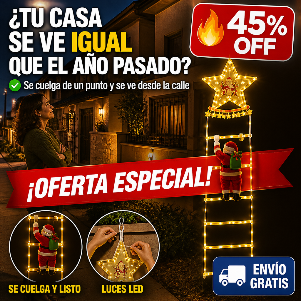 Escalera Navideña con Luces – El Viejito Pascuero que se Trepa! — imagen 1