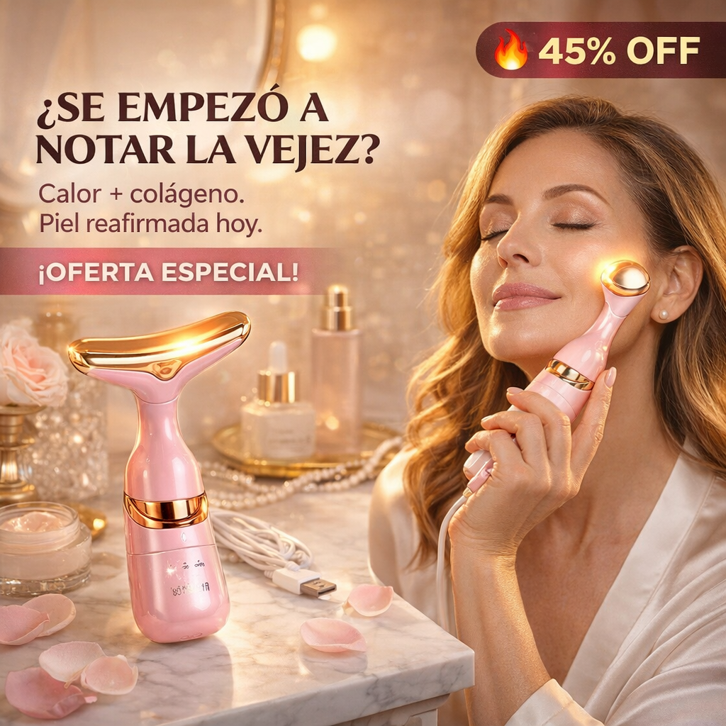Masajeador Facial 3 en 1 – Calor + Colágeno – Piel Reafirmada!