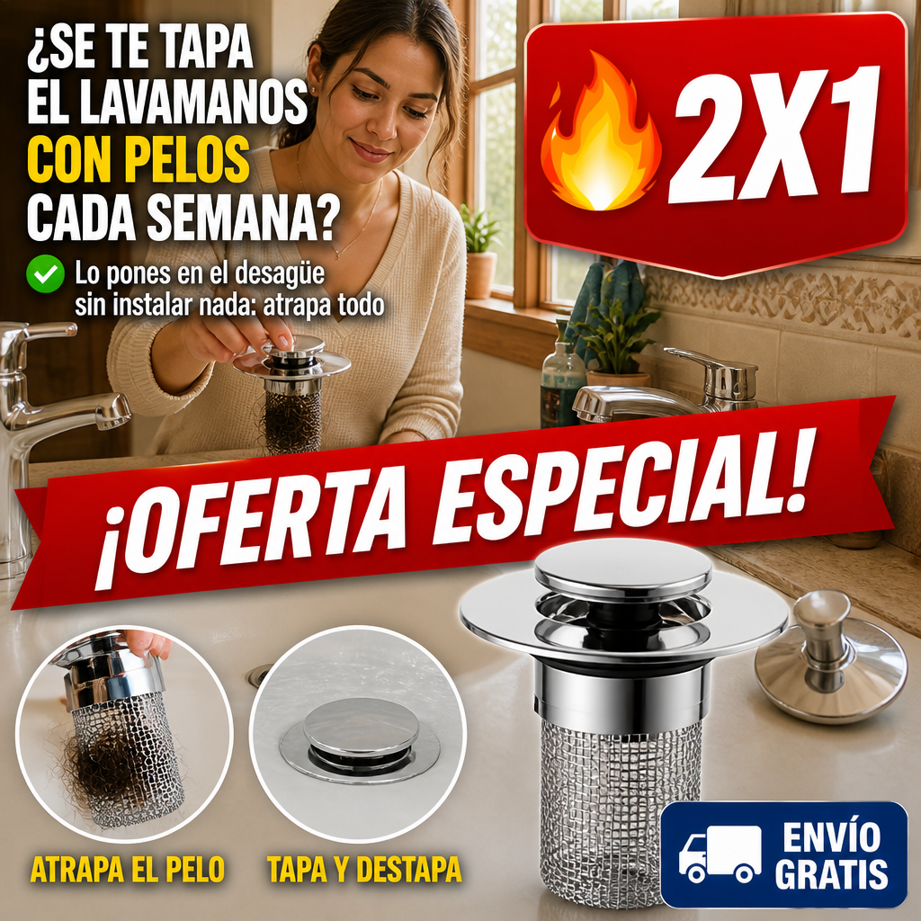 Filtro Tapón de Desagüe con Malla de Acero – Atrapa el Pelo — imagen 1