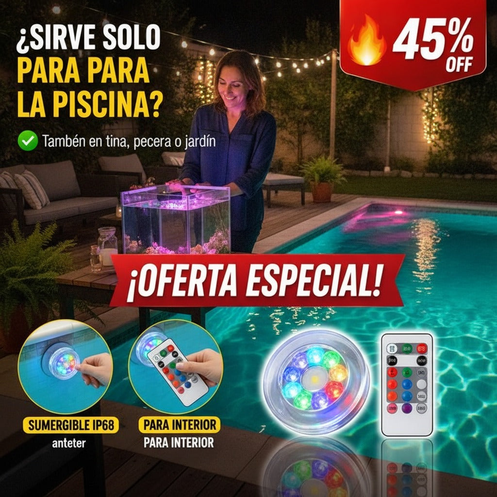 Foco LED Sumergible para Piscina – 16 Colores con Control – Sin Cables — imagen 3