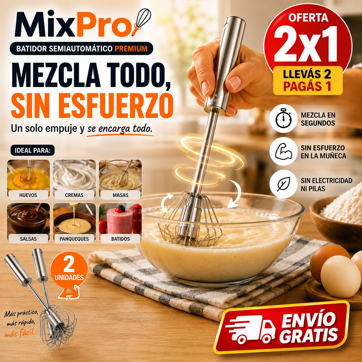 WhiskPro – Bate Rápido – Libera tu Tiempo en la Cocina