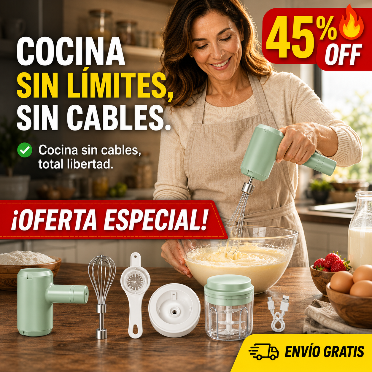 Batidora Inalámbrica – Mezcla Sin Límites – Cocina con Total Libertad