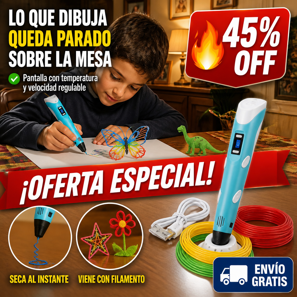 Lápiz 3D para Niños – Lo que Dibuja Queda Parado sobre la Mesa — imagen 1