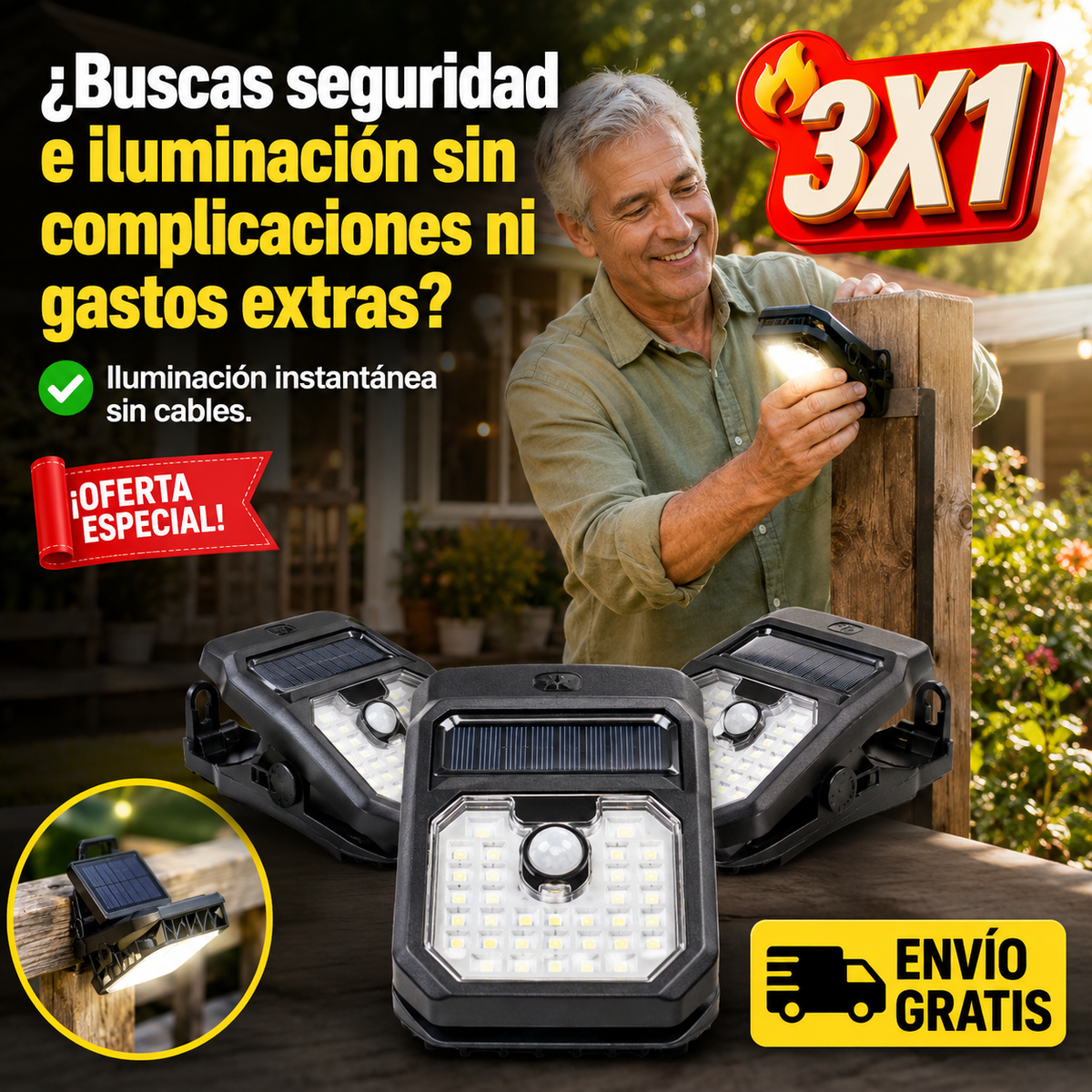 Pack X3 Lamparas Solares Clip — imagen 1