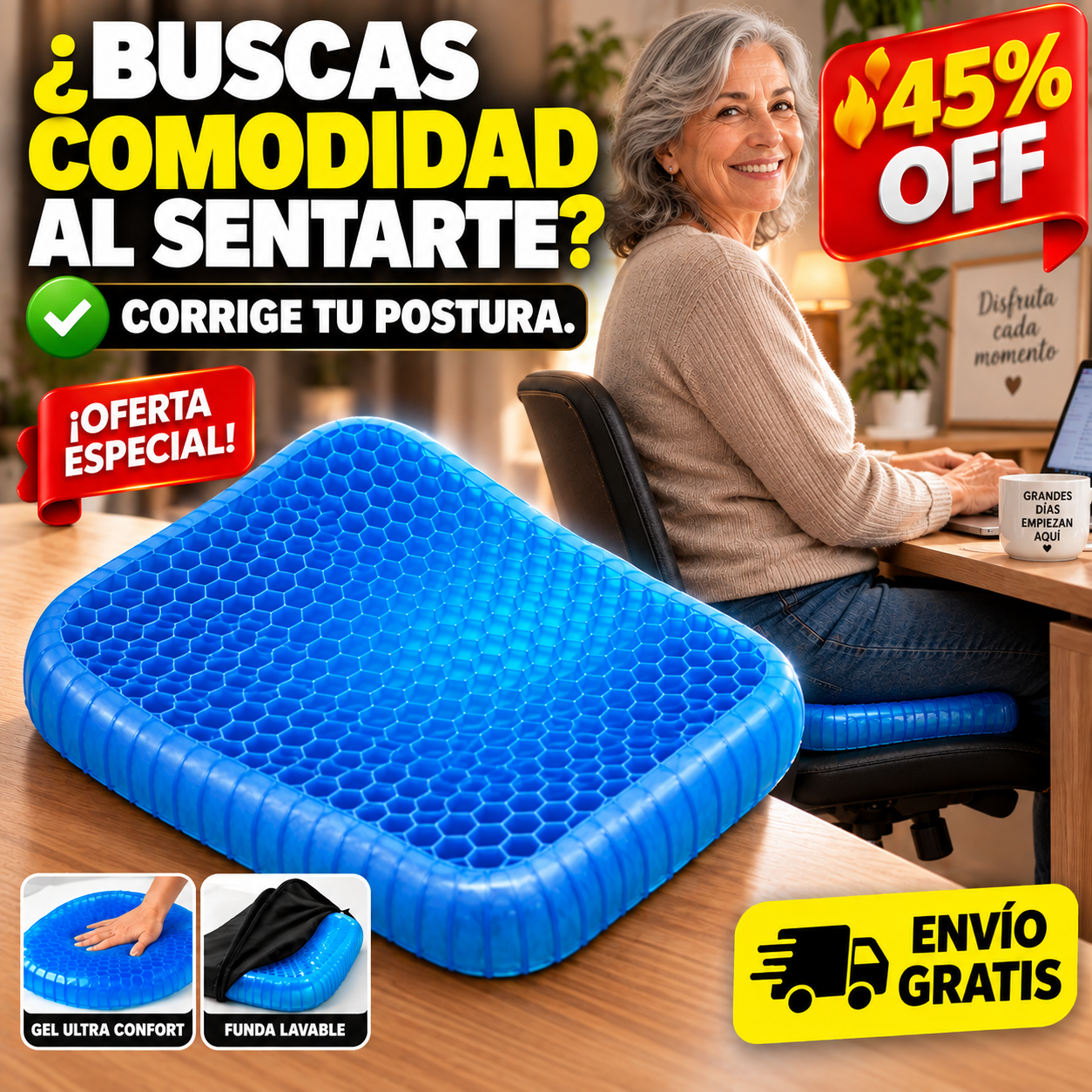 Cojin Suave Gel Flexible Aliviar Fatiga — imagen 1