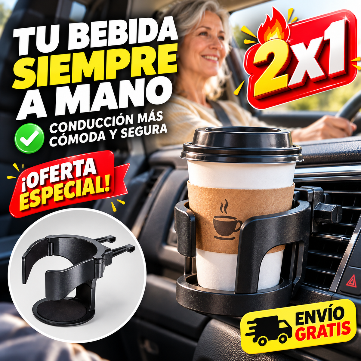 Portavasos Antideslizante Para Autos — imagen 1