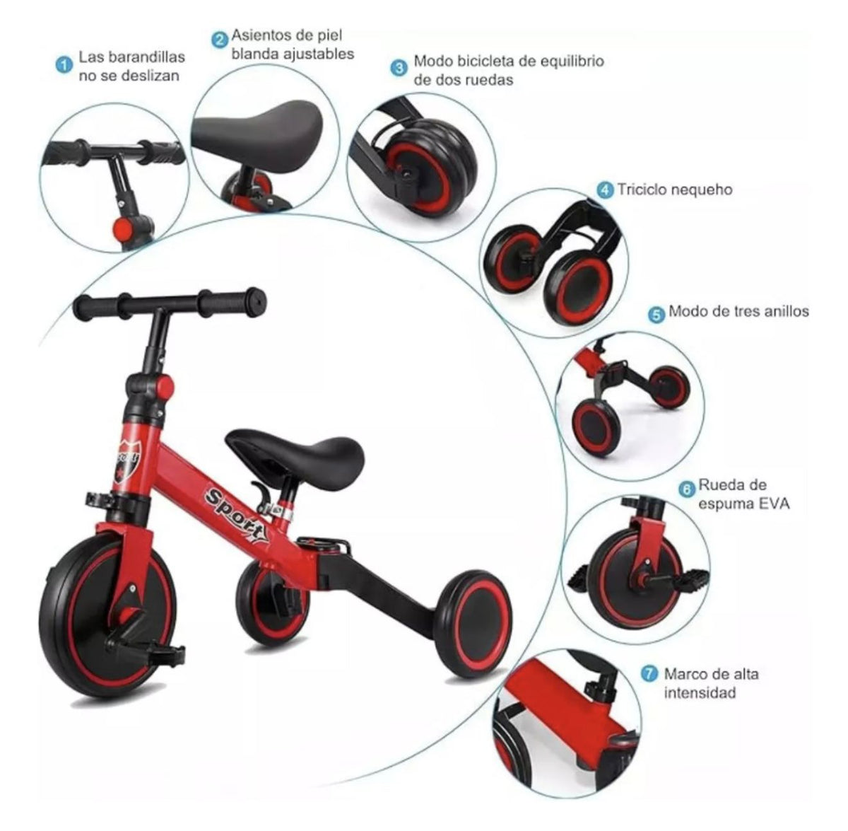 Triciclo Correpasillo Plegable 3 En 1 — imagen 2