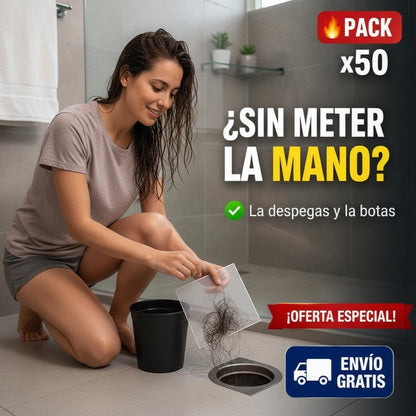 50 UNID X PACK - Filtro Desagüe desechable – Bloquea Suciedad – Ahorra en Plomeros — imagen 3