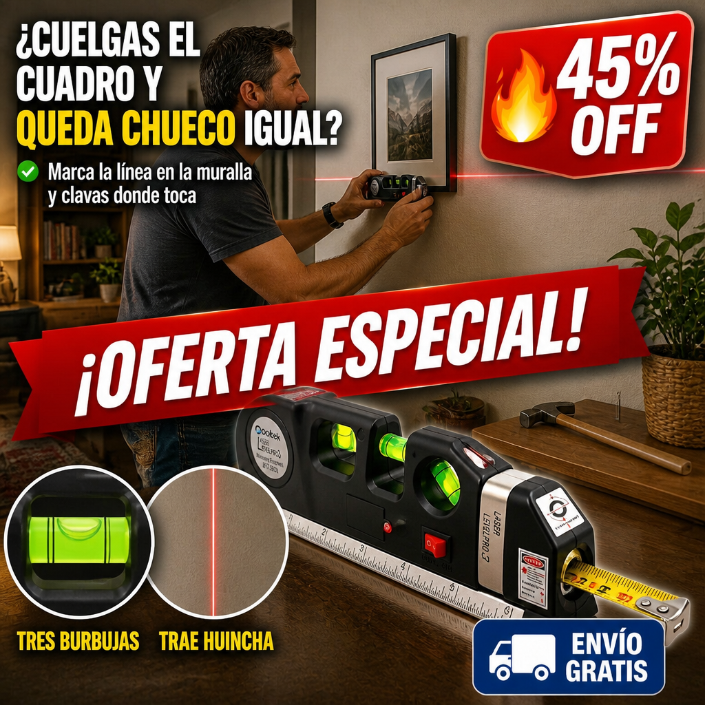 Nivel Láser con Huincha – Cuelga Derecho a la Primera — imagen 1
