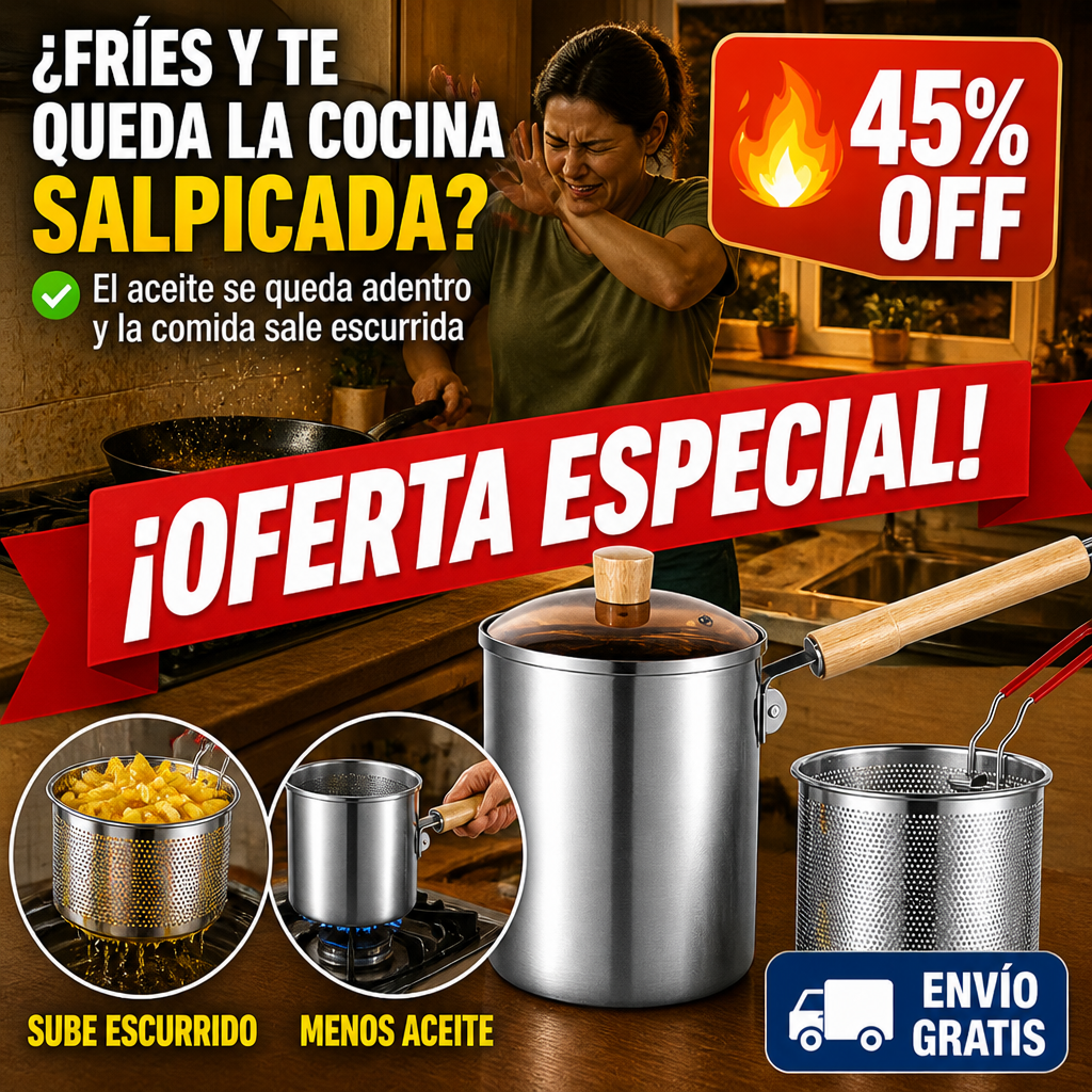 Olla Freidora con Canastillo – Fríes Sin Salpicar la Cocina! — imagen 1