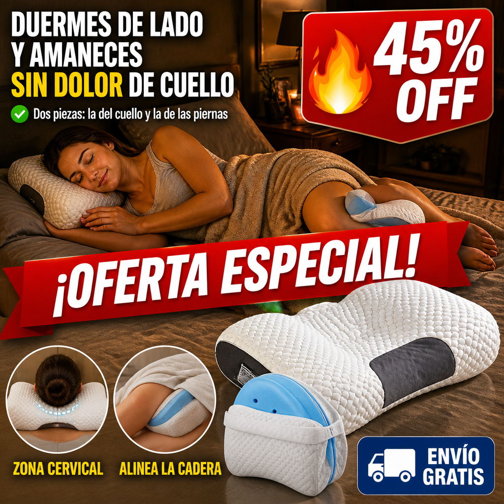 Pack Almohada Cervical + Cojín de Piernas – Para Dormir de Lado sin Dolor — imagen 1