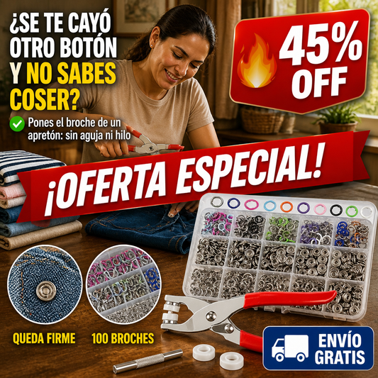 Kit pinza para broches a presion con 100 broches