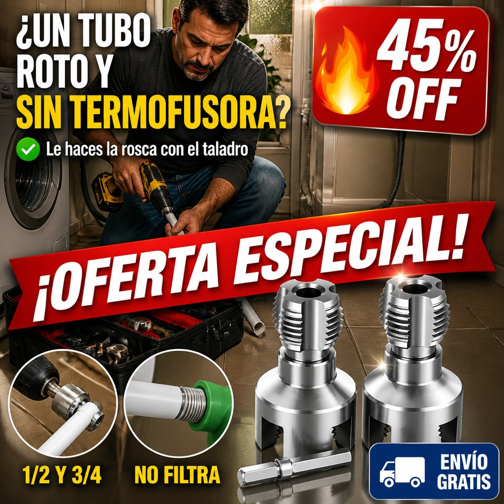 Roscador de Tubos PVC y PPR – Se Usa con el Taladro – Medidas 1/2 y 3/4 — imagen 1