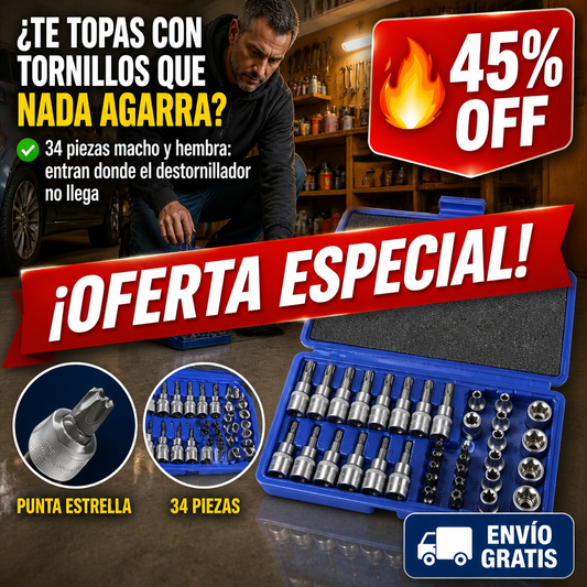 Set 34 Puntas y Dados Torx – Entra Donde el Destornillador No Llega — imagen 1