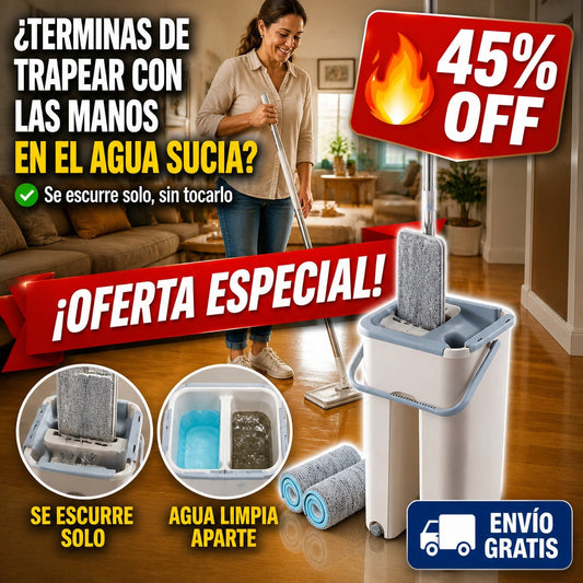 Trapero Autoexprimible con Balde de Dos Zonas – Nunca Más las Manos en el Agua — imagen 1
