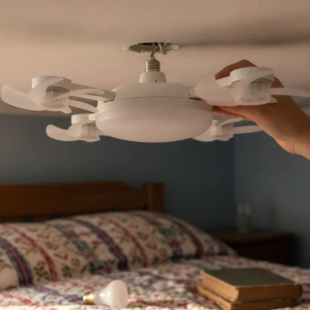 Ventilador de Techo 4 Aspas con Luz LED – Se Enrosca Donde Va la Ampolleta — imagen 2